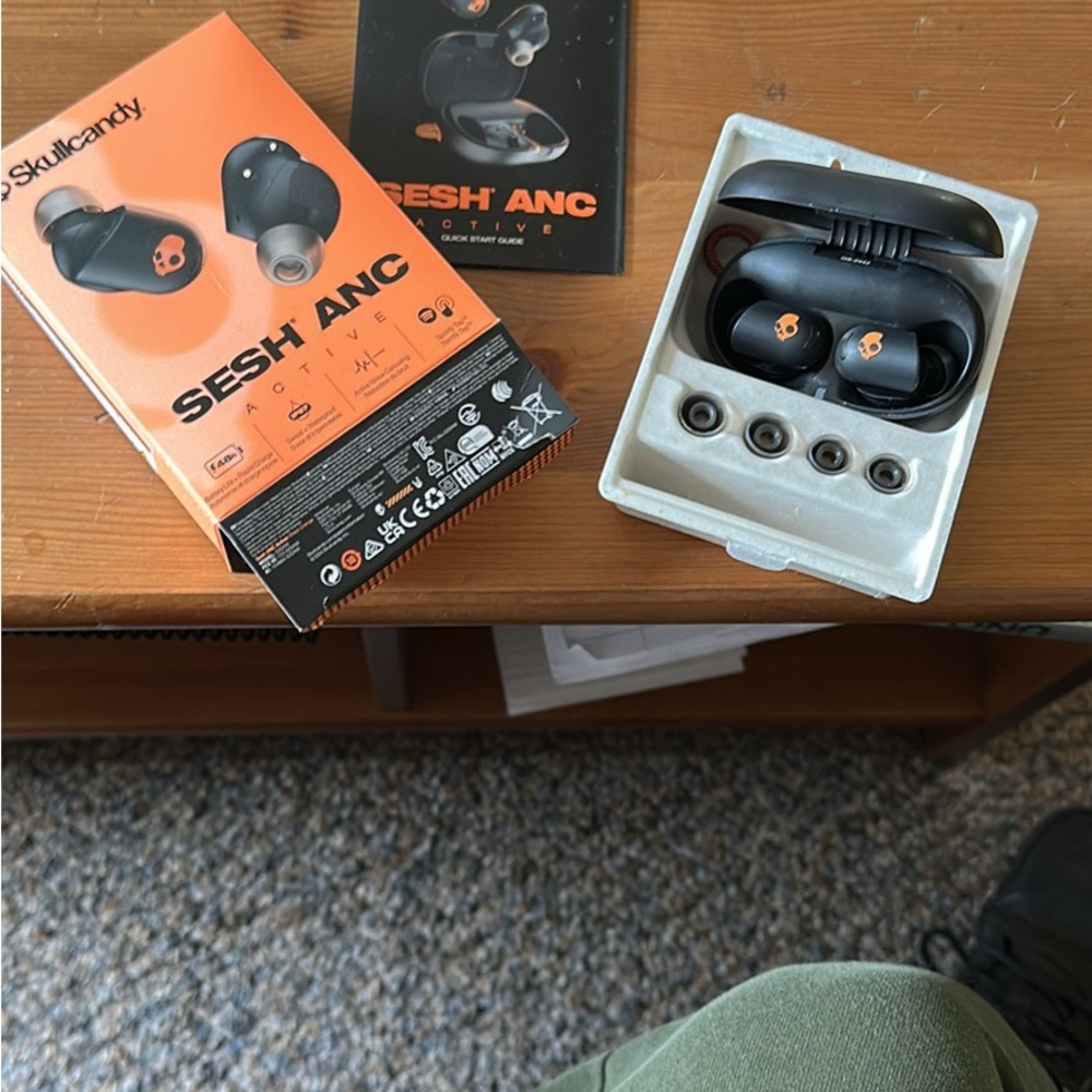 Skullcandy Sesh ANC Earbuds in Black and Orange